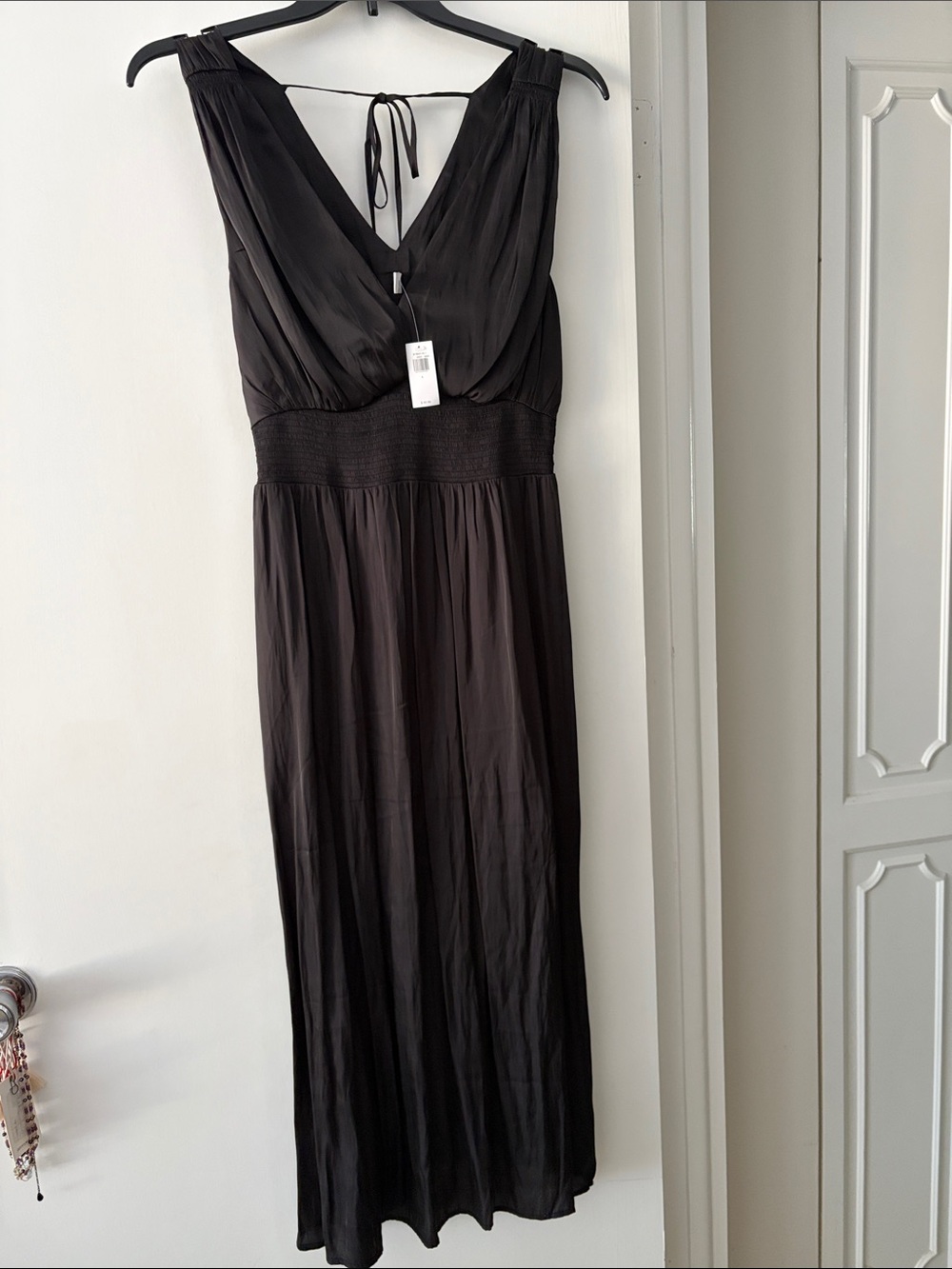 Old Navy Black V-Neck Maxi Dress with Tie Back